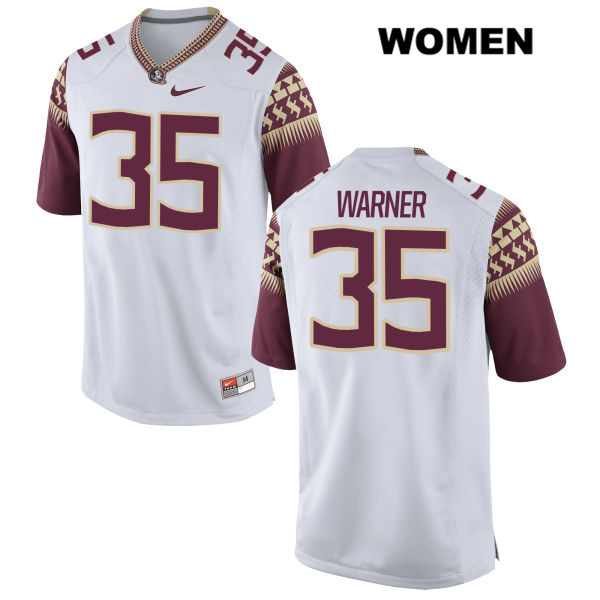 Women's NCAA Nike Florida State Seminoles #35 Leonard Warner III College White Stitched Authentic Football Jersey RCB4269GM